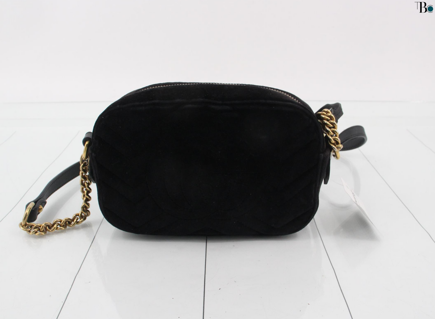 Gucci Gg Marmont Flap Bag Crystal Embellished Matelasse Velvet Black Velvet Shoulder Bag Bag ( )