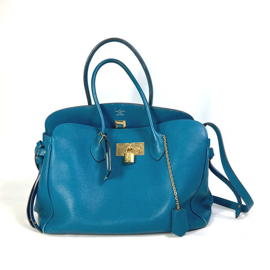 LOUIS VUITTON Shoulder Bag leather blue Handbag Bag Tote Bag Mira MM Women