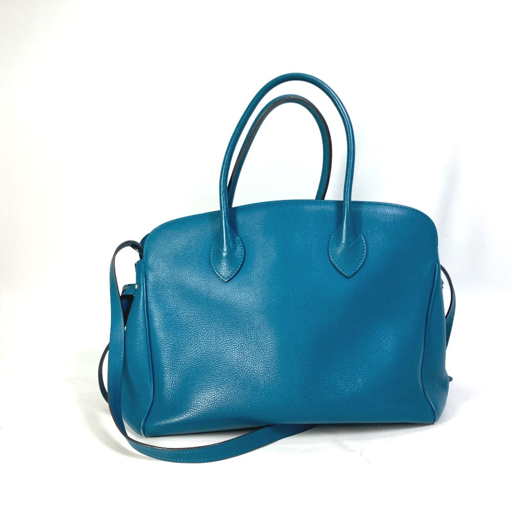 LOUIS VUITTON Shoulder Bag leather blue Handbag Bag Tote Bag Mira MM Women