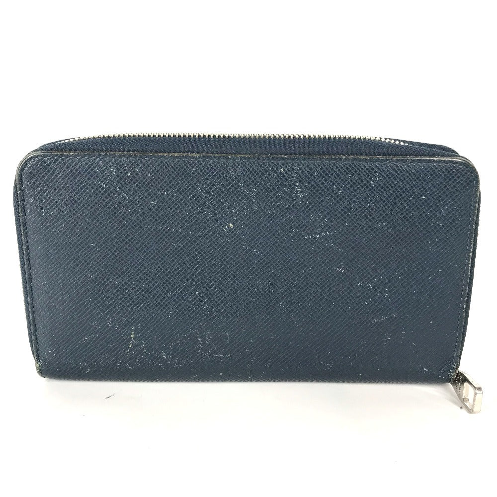 LOUIS VUITTON Long Wallet Purse M30515 Taiga Leather blue Taiga Zippy Organizer mens