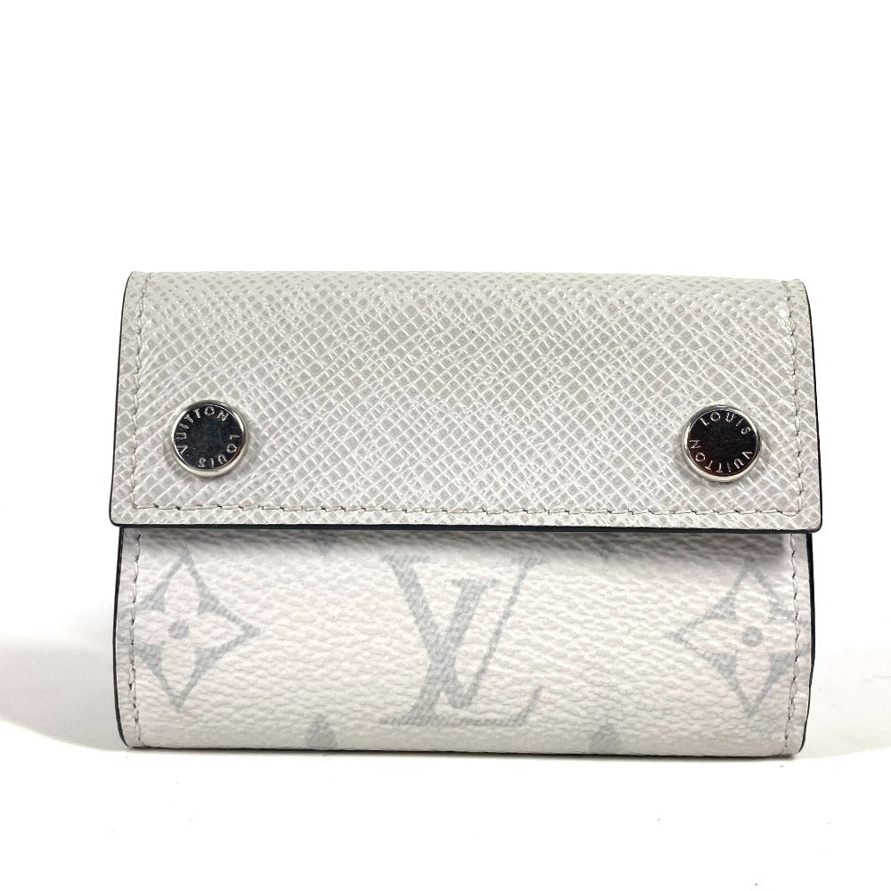 LOUIS VUITTON Trifold wallet M30899 Taiga Leather, Monogram Canvas white Taigalama Discovery Compact Wallet unisex(Unisex)