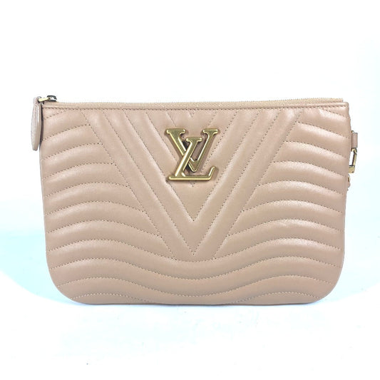 LOUIS VUITTON Clutch bag M68478 leather beige New Wave Pochette Zip Women