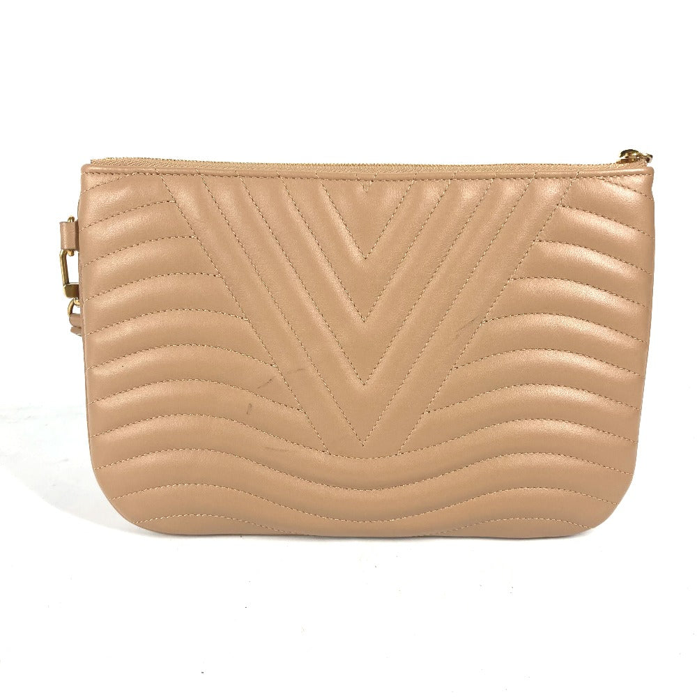 LOUIS VUITTON Clutch bag M68478 leather beige New Wave Pochette Zip Women