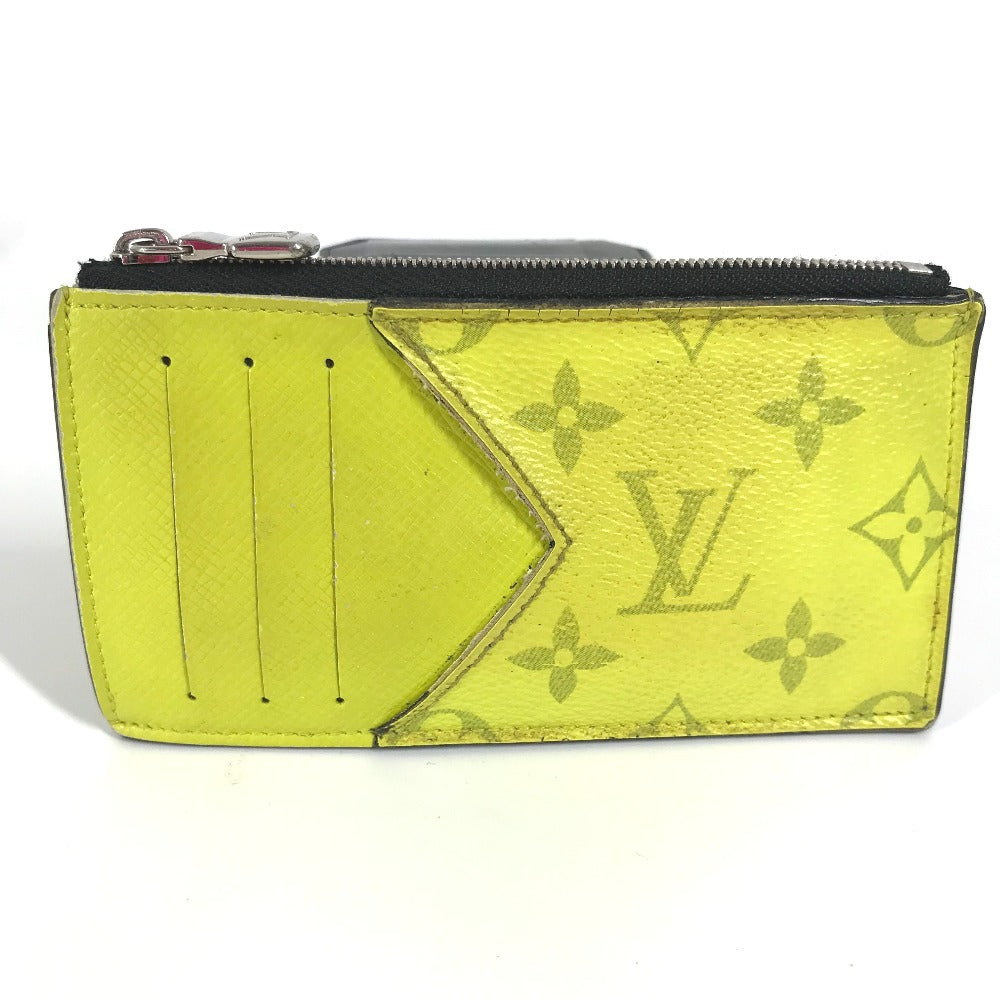 LOUIS VUITTON Coin case M30950 Taiga Leather, Monogram Canvas yellow Taigalama Coin card holder mens(Unisex)