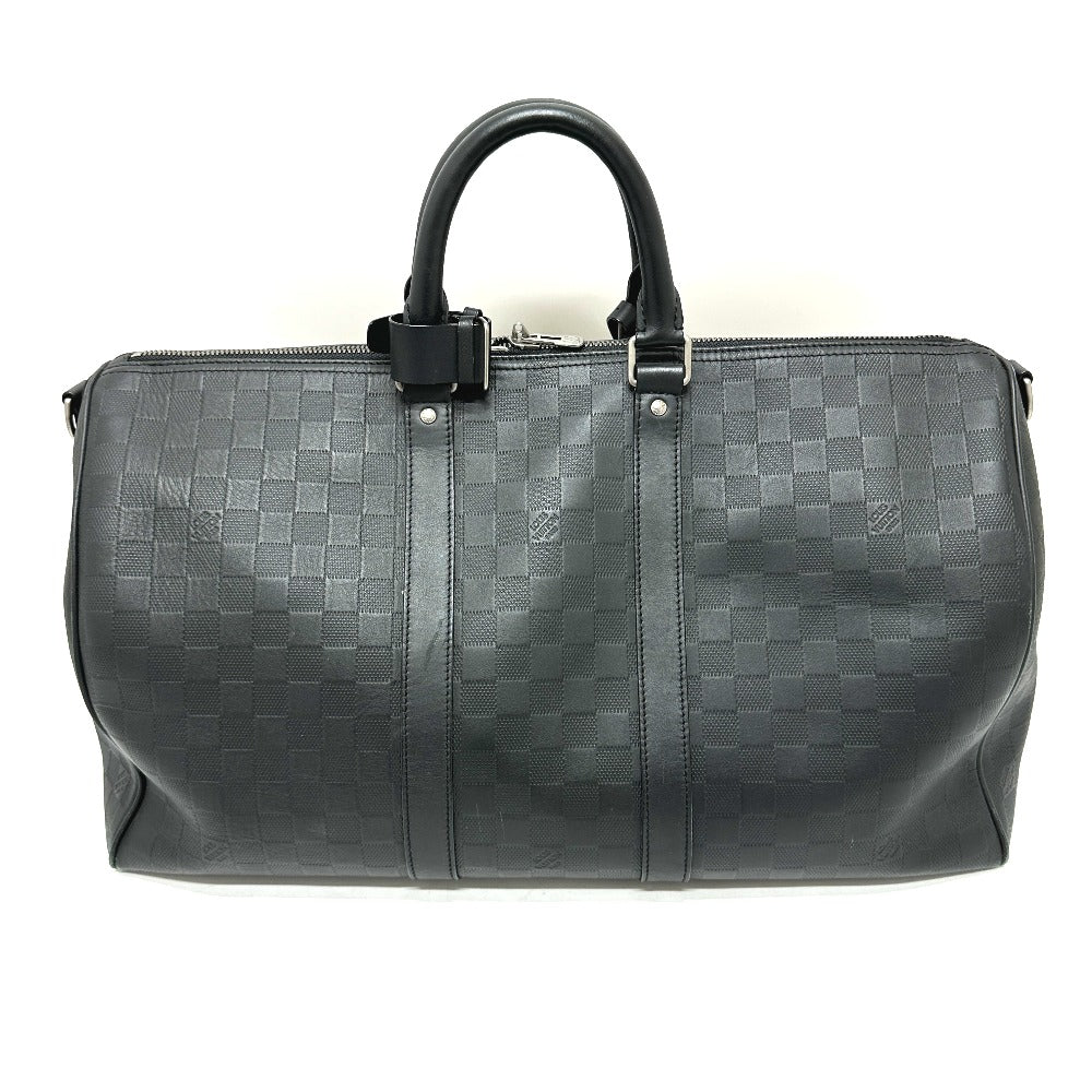 LOUIS VUITTON Boston Duffel bag N41145 Damier Anfini Leather black Keepall bandouliere45