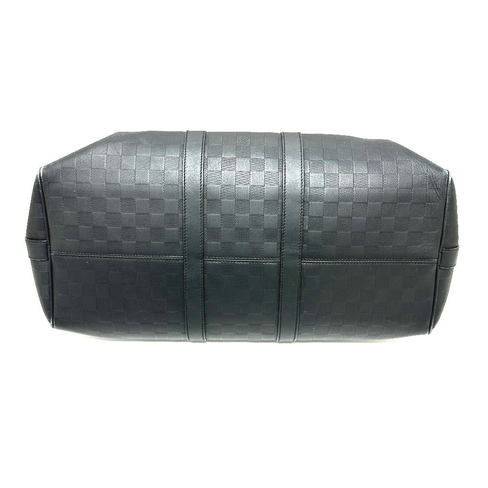 LOUIS VUITTON Boston Duffel bag N41145 Damier Anfini Leather black Keepall bandouliere45