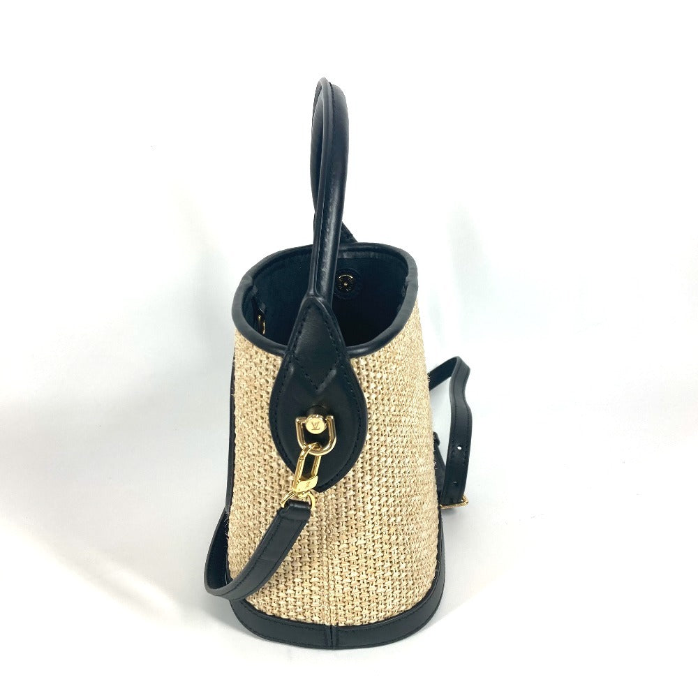 LOUIS VUITTON Shoulder Bag M59961 Raffia, Leather black Petite Bucket