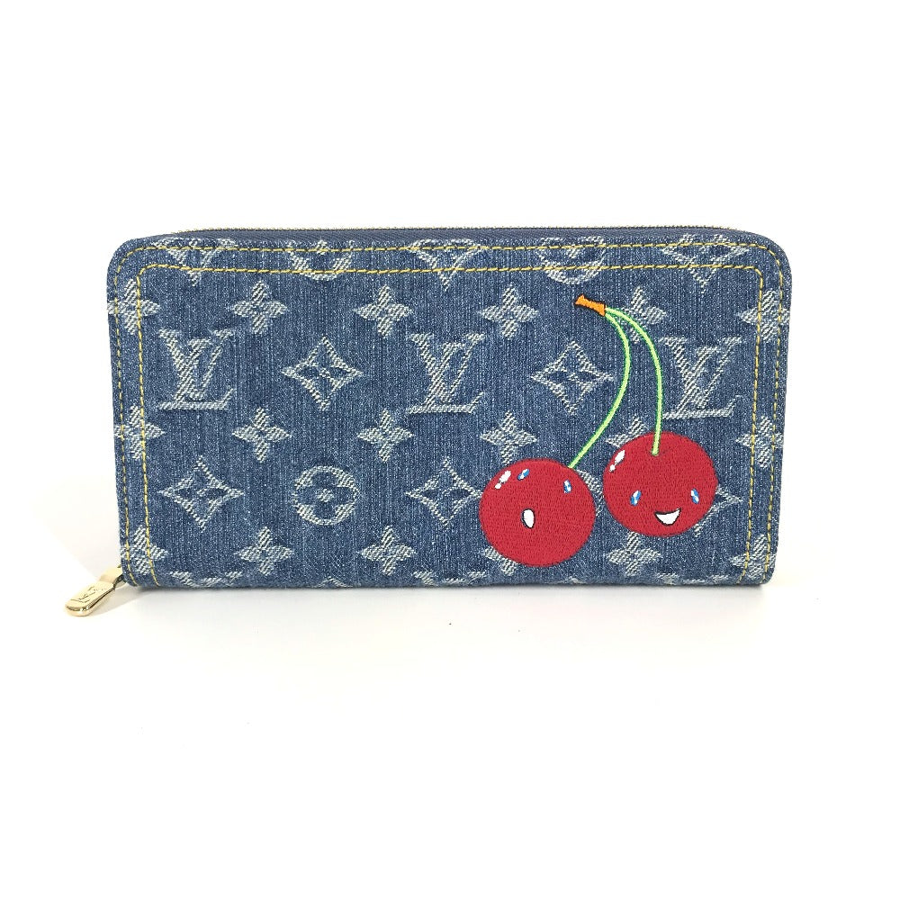 LOUIS VUITTON Long Wallet Purse M23161 , Monogram Cherry Denim blue Takashi Murakami collaboration monogram denim LV �~ TM Zippy Wallet unisex(Unisex)
