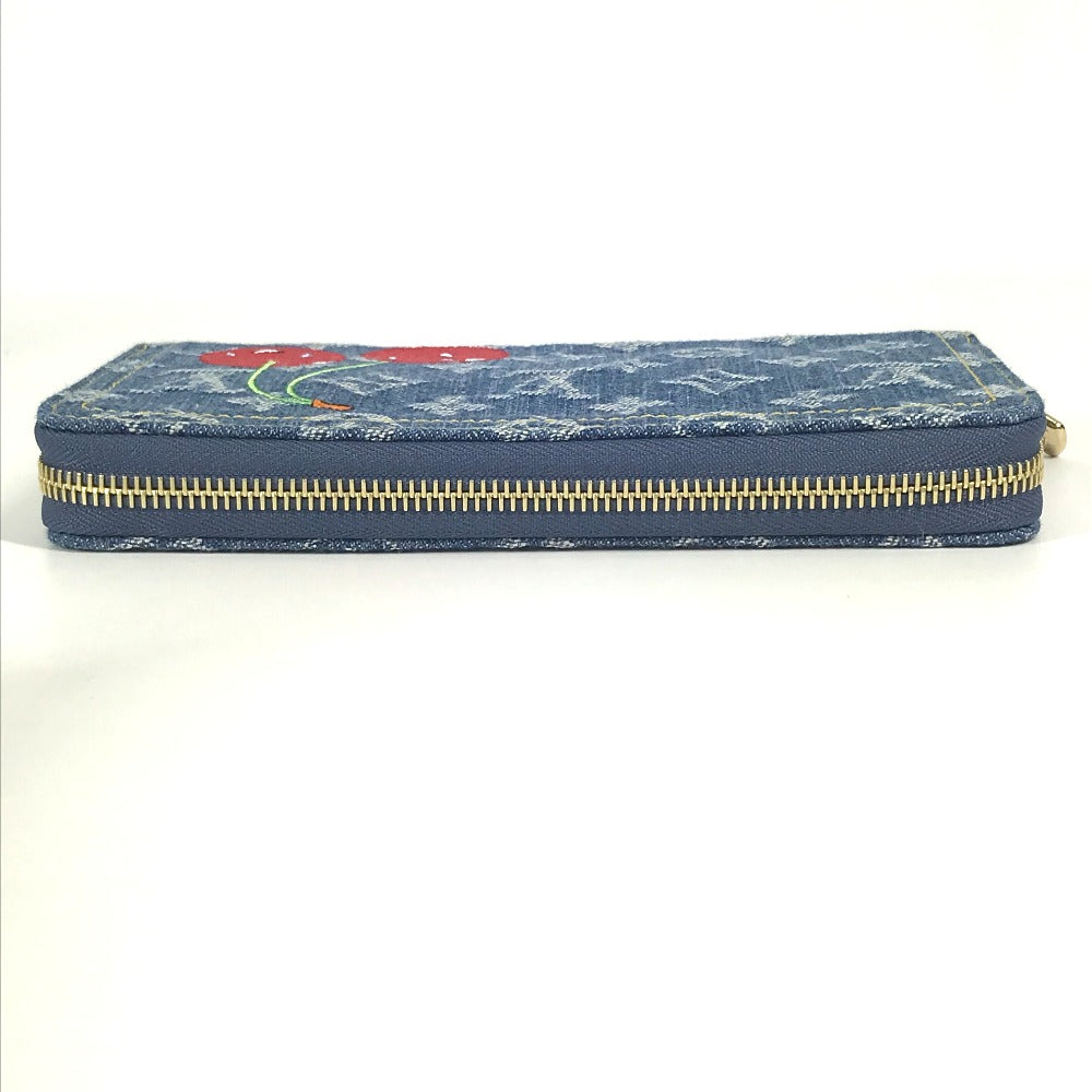 LOUIS VUITTON Long Wallet Purse M23161 , Monogram Cherry Denim blue Takashi Murakami collaboration monogram denim LV �~ TM Zippy Wallet unisex(Unisex)