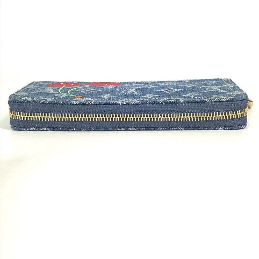 LOUIS VUITTON Long Wallet Purse M23161 , Monogram Cherry Denim blue Takashi Murakami collaboration monogram denim LV �~ TM Zippy Wallet unisex(Unisex)