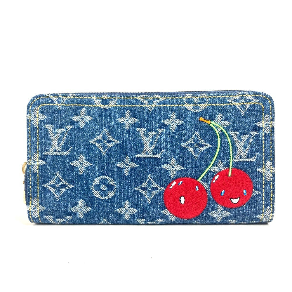LOUIS VUITTON Long Wallet Purse M23161 , Monogram Cherry Denim blue Takashi Murakami collaboration monogram denim cherry LV × TM Zippy Wallet