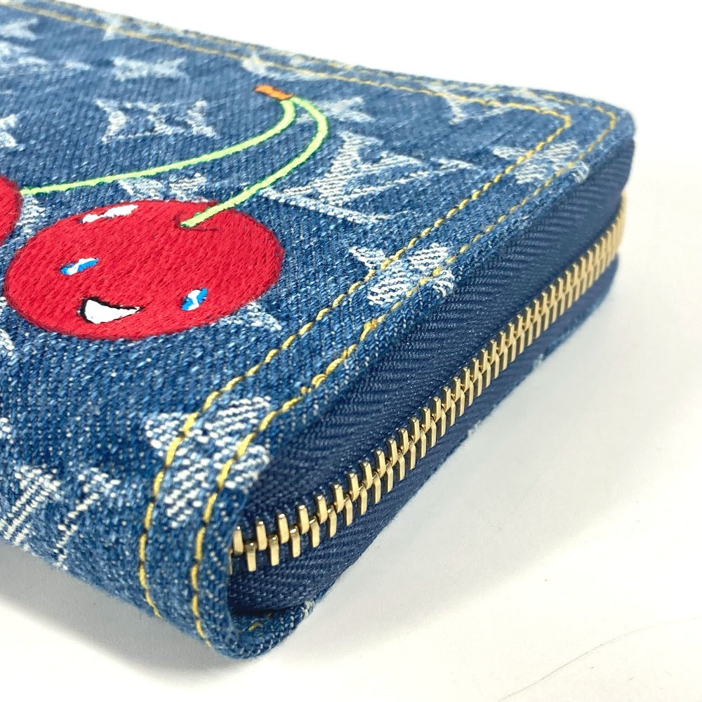 LOUIS VUITTON Long Wallet Purse M23161 , Monogram Cherry Denim blue Takashi Murakami collaboration monogram denim cherry LV × TM Zippy Wallet