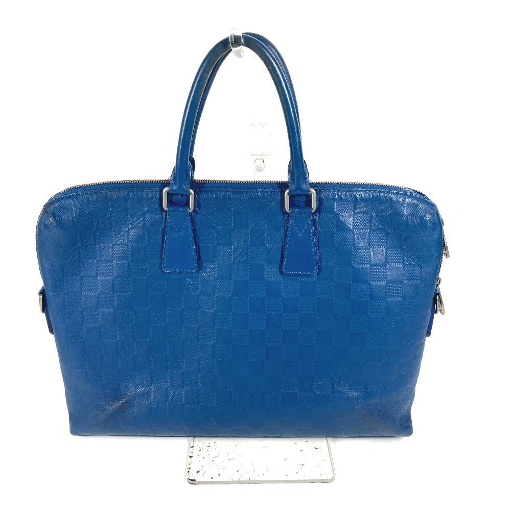 LOUIS VUITTON Business bag N41328 Damier Anfini Leather blue Damier Anfini Porto de Cumanjour PDJ mens