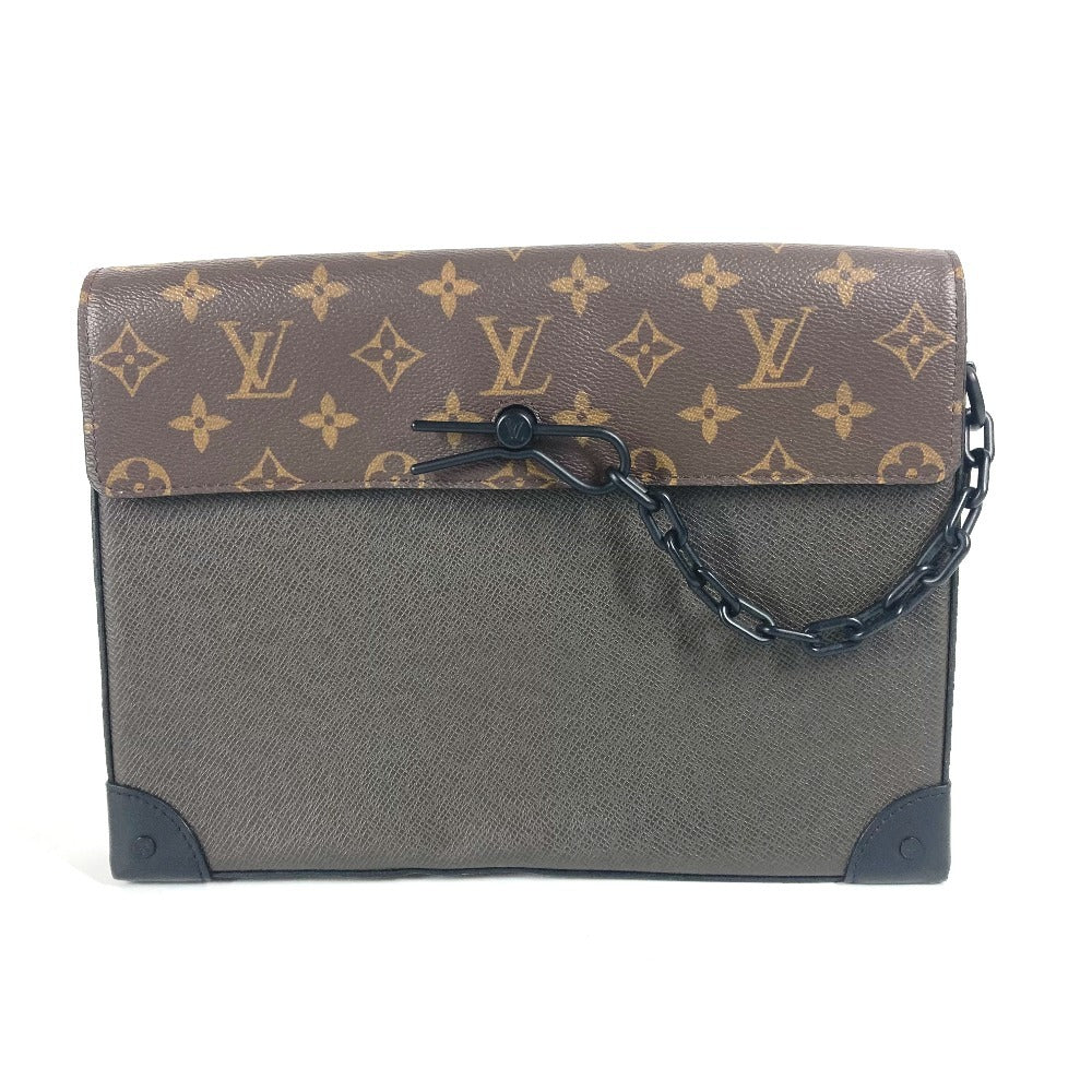 LOUIS VUITTON Clutch bag M30583 Taiga Leather, Monogram Canvas khaki Taiga Monogram Pochette steamer mens