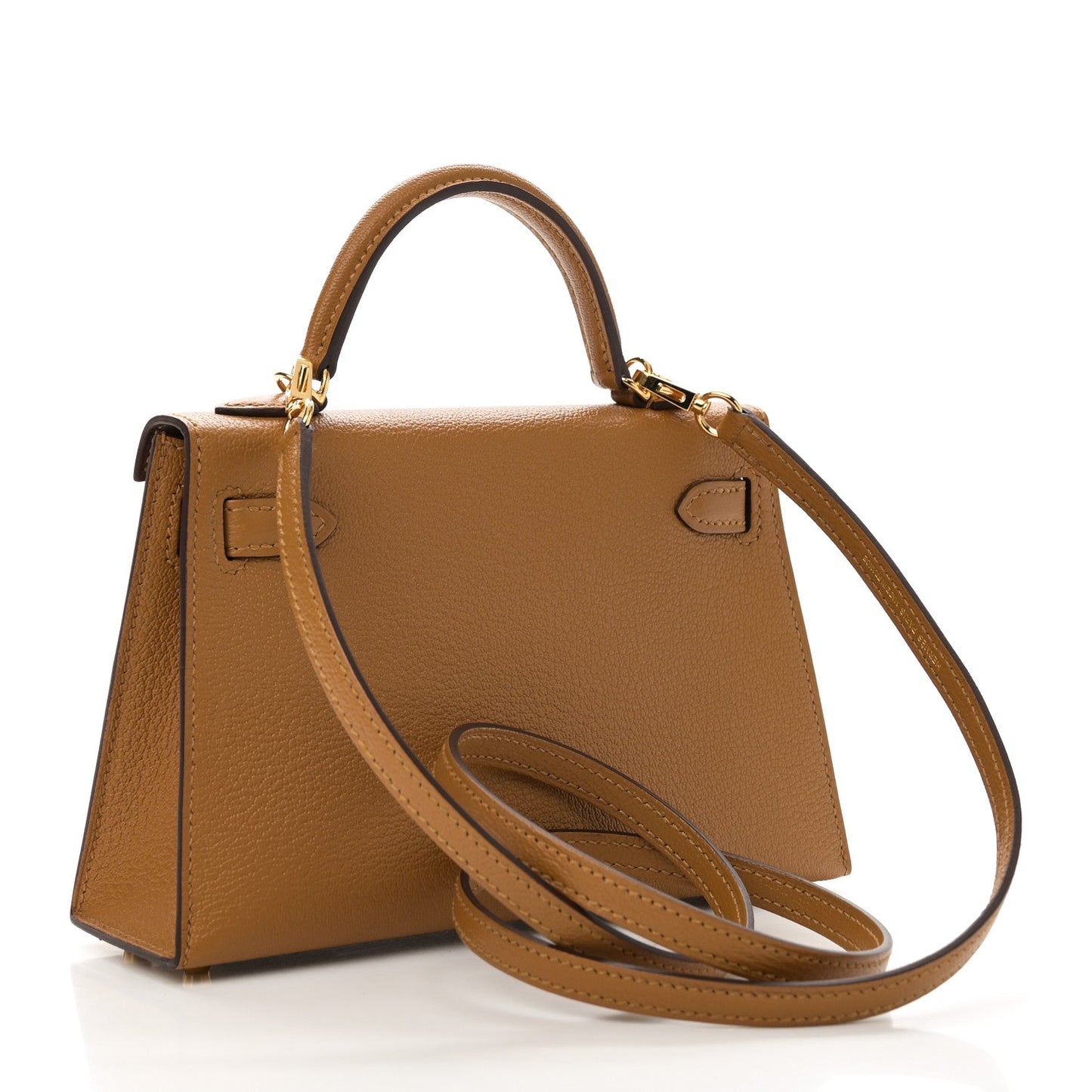 Hermes Chevre Mysore Verso Mini Kelly Sellier 20 Caramel Cacao