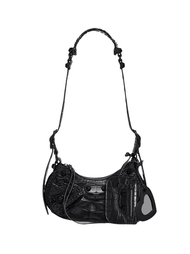 Luxury Balenciaga Trending 2026 Le Cagole XS Crocodile Leather Shoulder Bag Matte Black