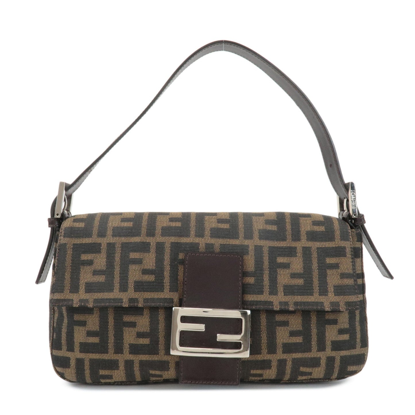 FENDI Zucca Mamma Baguette Canvas Shoulder Bag 26424 Brown Black