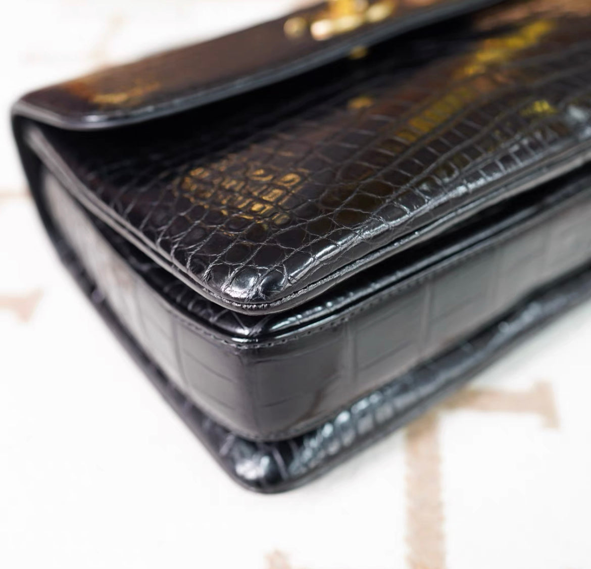 Chanel Black Exotic Croccodile Leather  Flap Bag