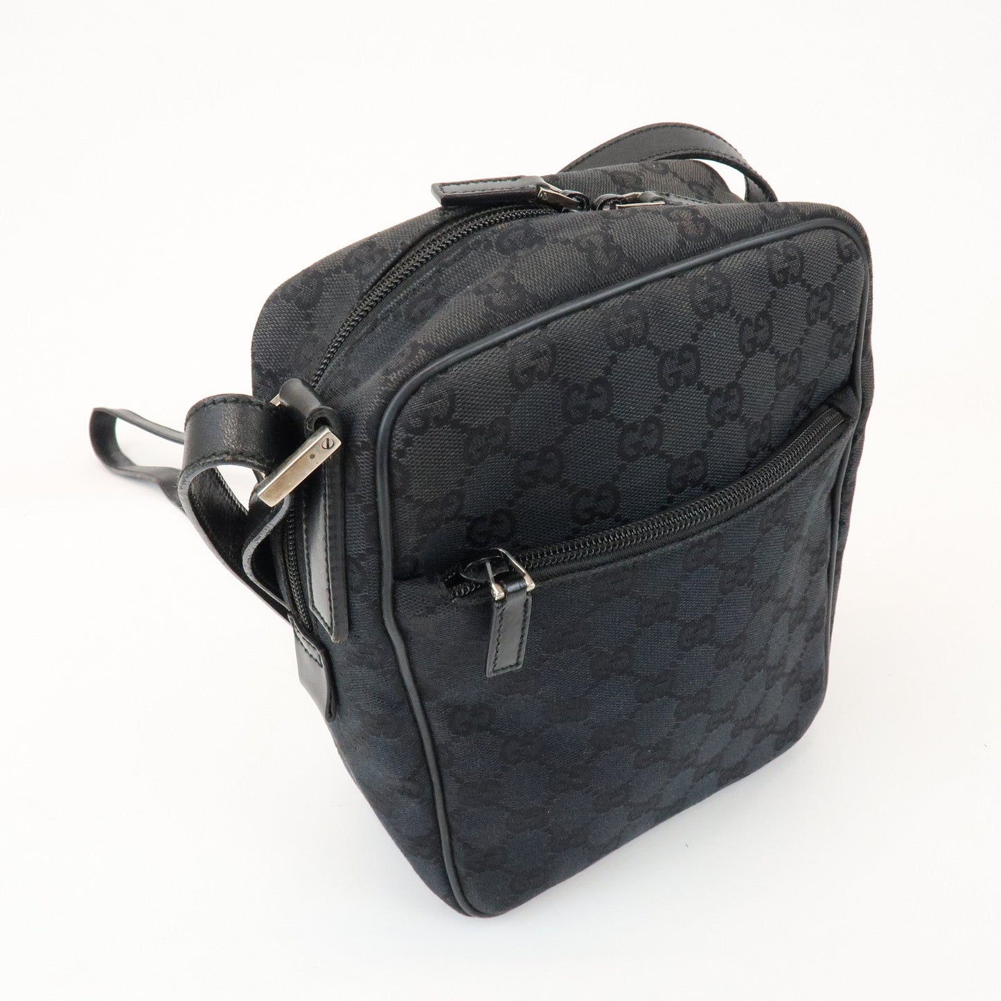 GUCCI GG Canvas Leather Shoulder Bag Black 018.1612.200047