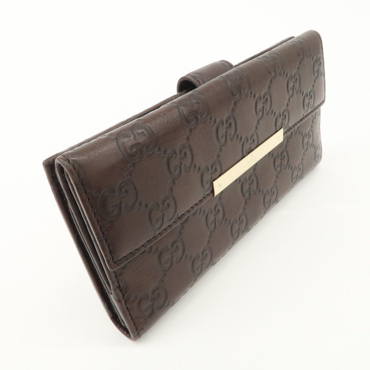 GUCCI Guccissima Leather W Hook Bi-Fold Long Wallet Brown 112715