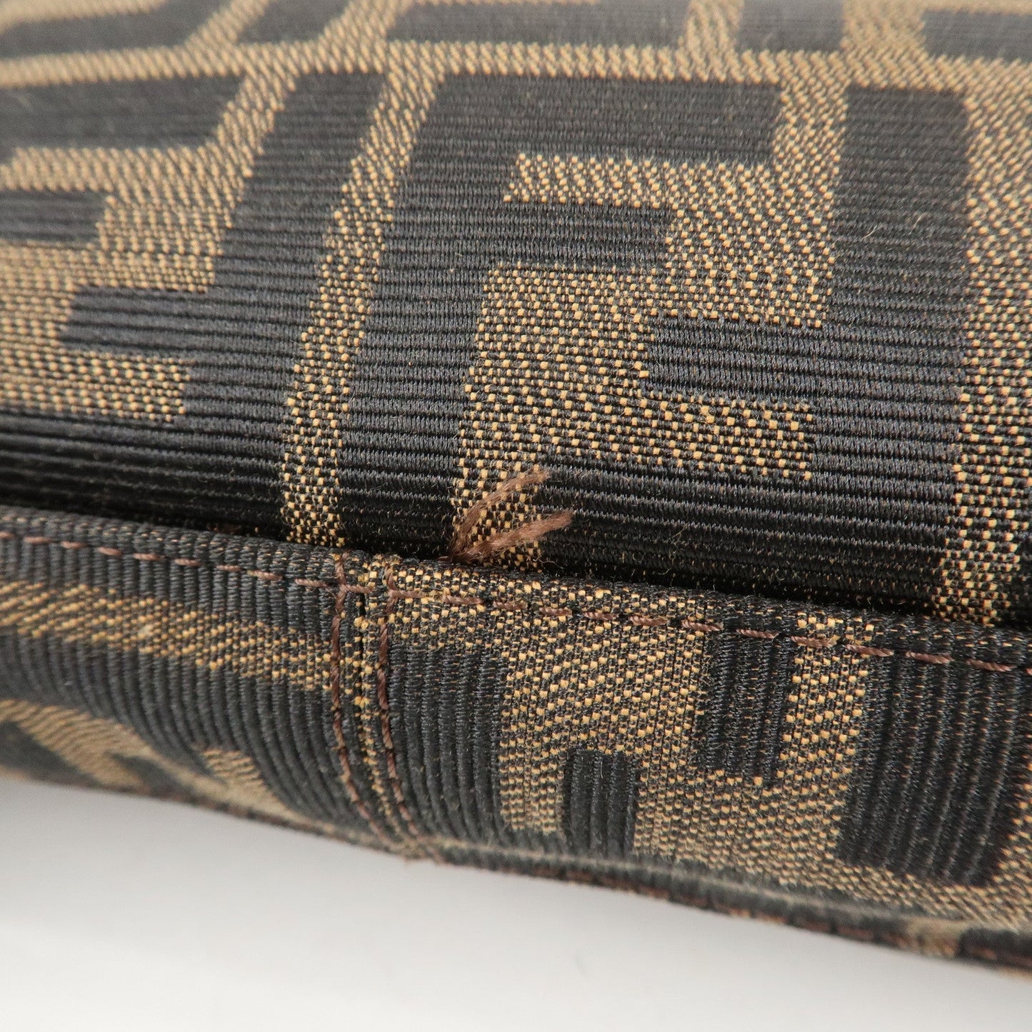 FENDI Zucca Canvas Leather Shoulder Bag Brown 26569