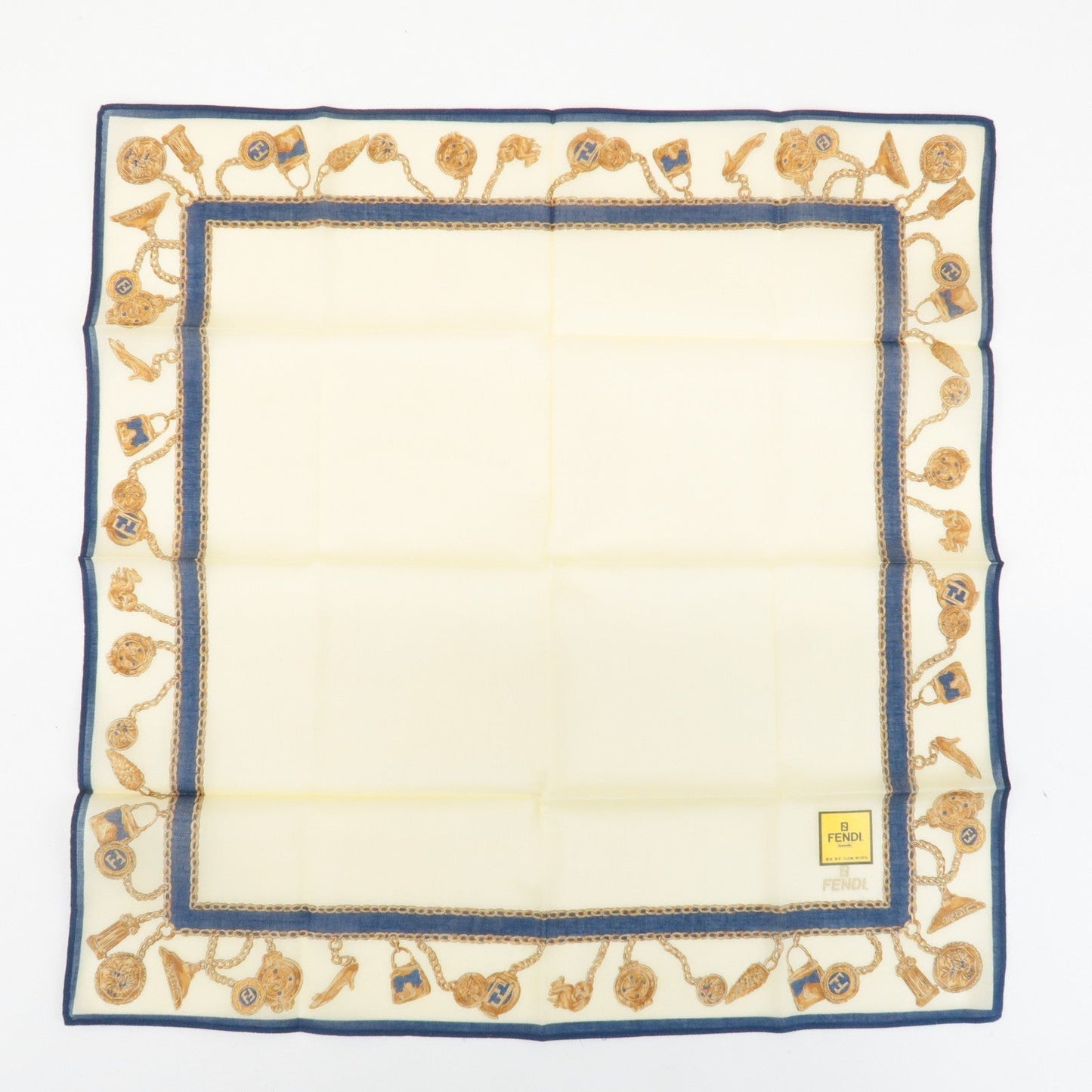 FENDI Set of 5 Cotton 100% Handkerchief Pink Navy Red White