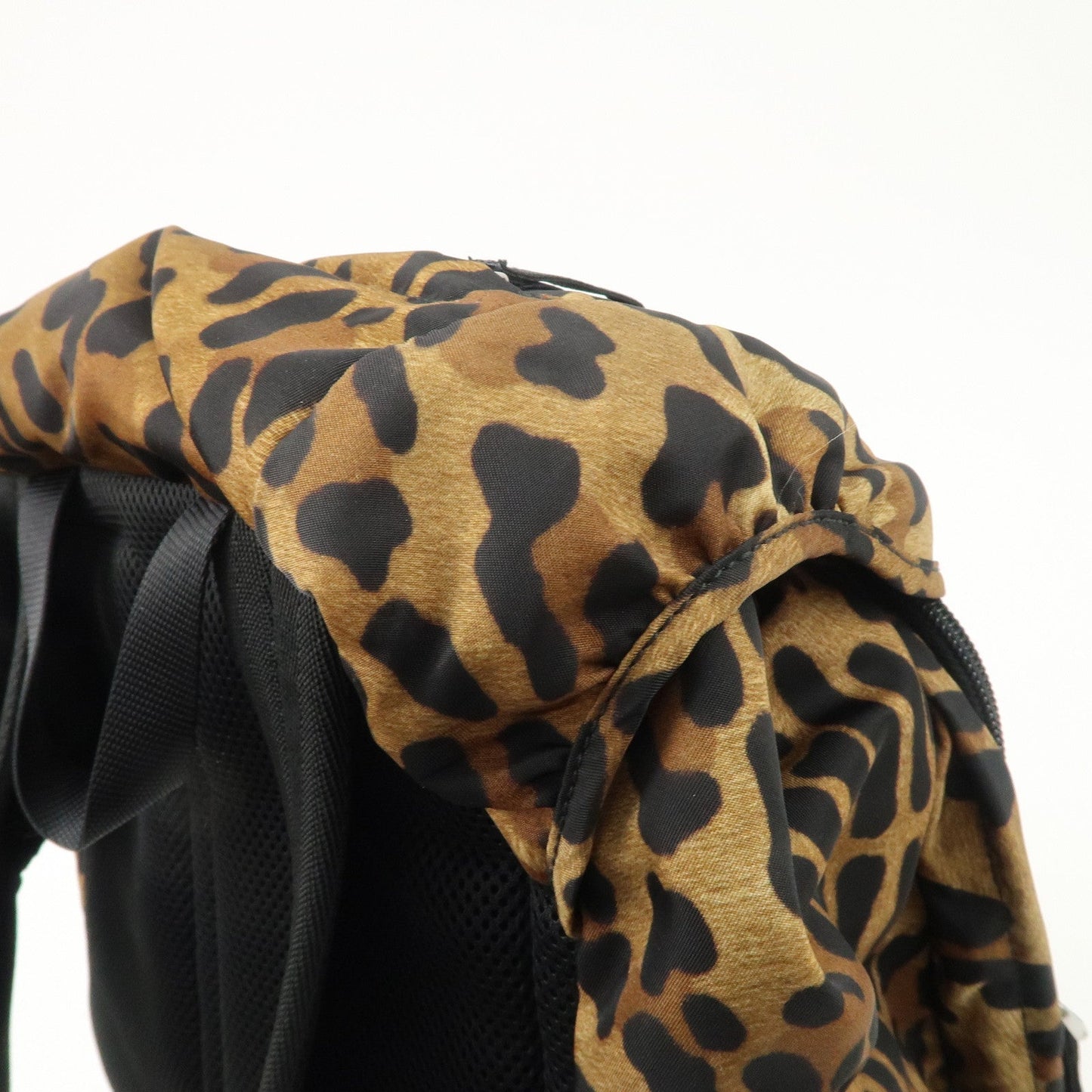 PRADA Nylon Leopard Print Back Pack Brown Black 2VZ062