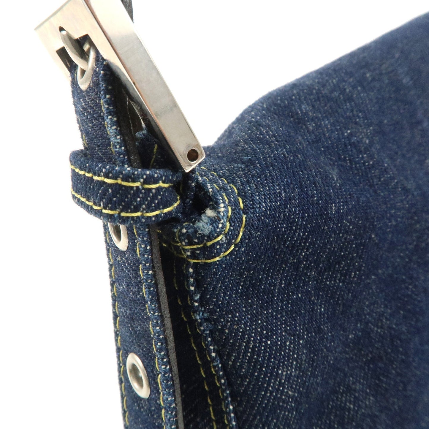 FENDI Denim Leather Mamma Baguette Shoulder Bag 26325
