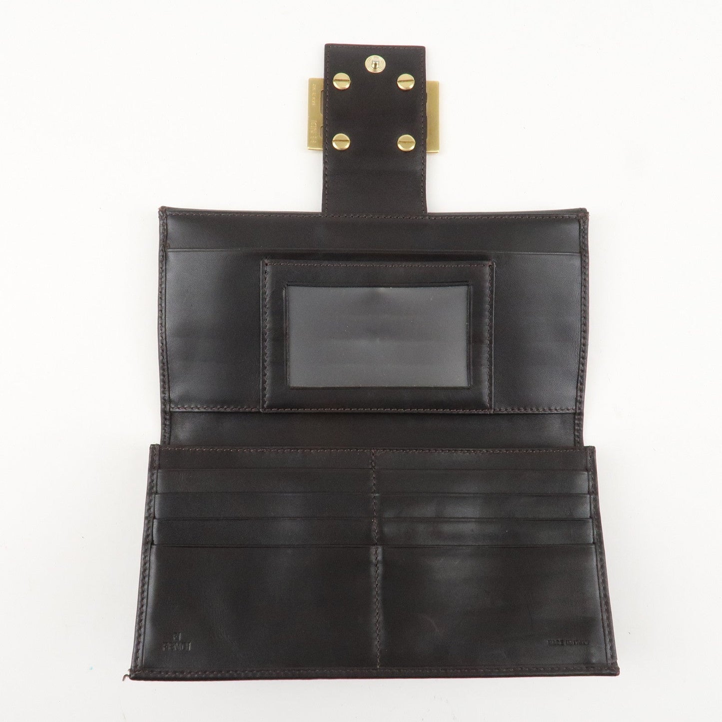 FENDI Zucca Canvas Leather Long Bi-fold Wallet Brown 8M0032