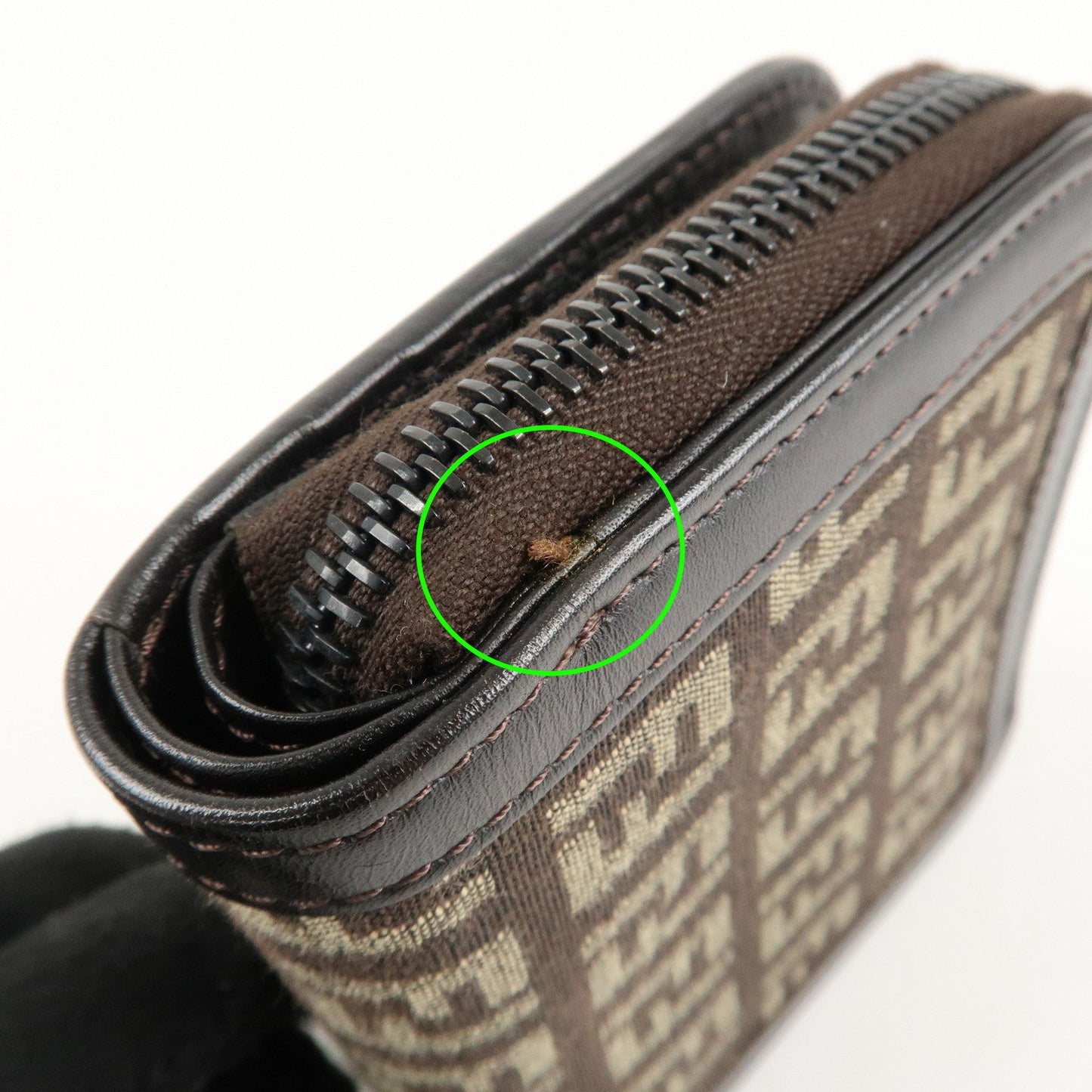 FENDI Zucchino Canvas Leather Zippy Around Bi-fold Wallet