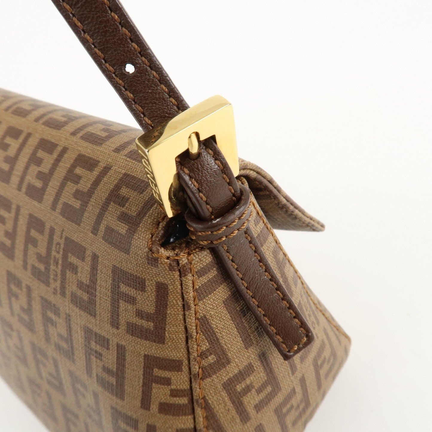FENDI Zucchino Mini Mamma Baguette PVC Leather Hand Bag 8BR180