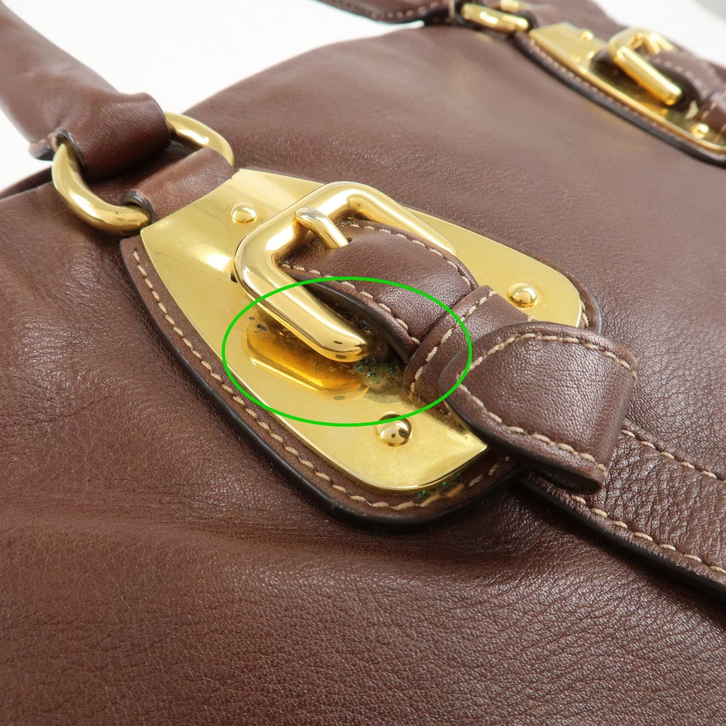 PRADA Leather 2Way Bag Shoulder Bag Hand Bag Brown BN1904