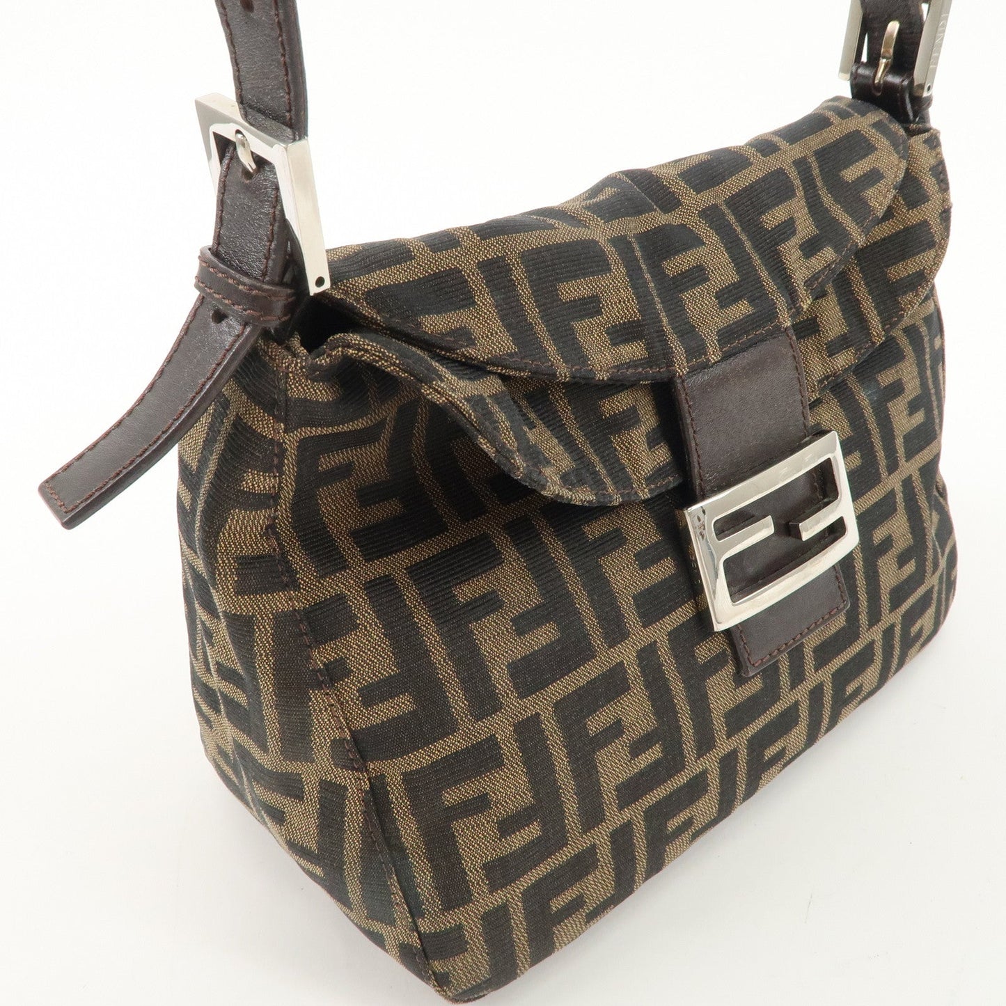 FENDI Zucca Canvas Leather Shoulder Bag Hand Bag 26423 F/S