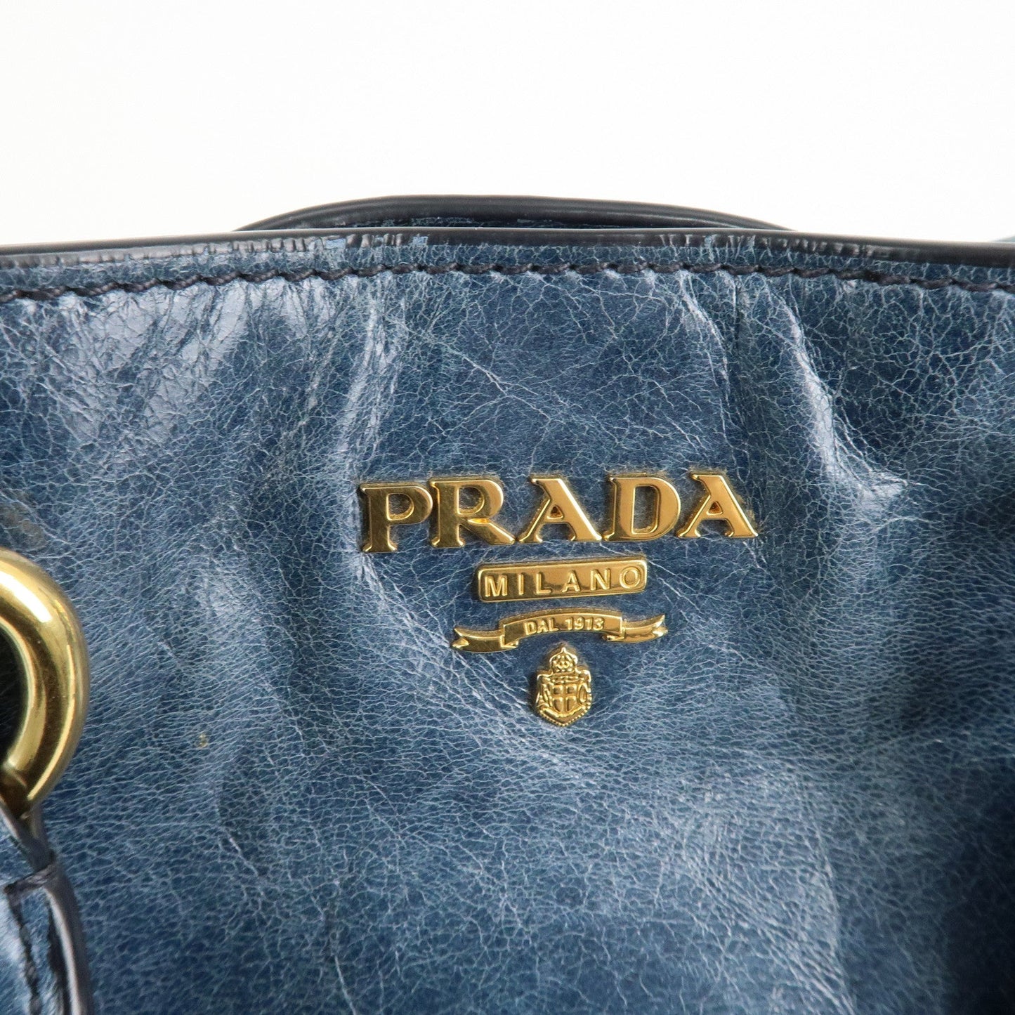 PRADA Leather 2Way Bag Hand Bag Shoulder Bag Blue BN2325