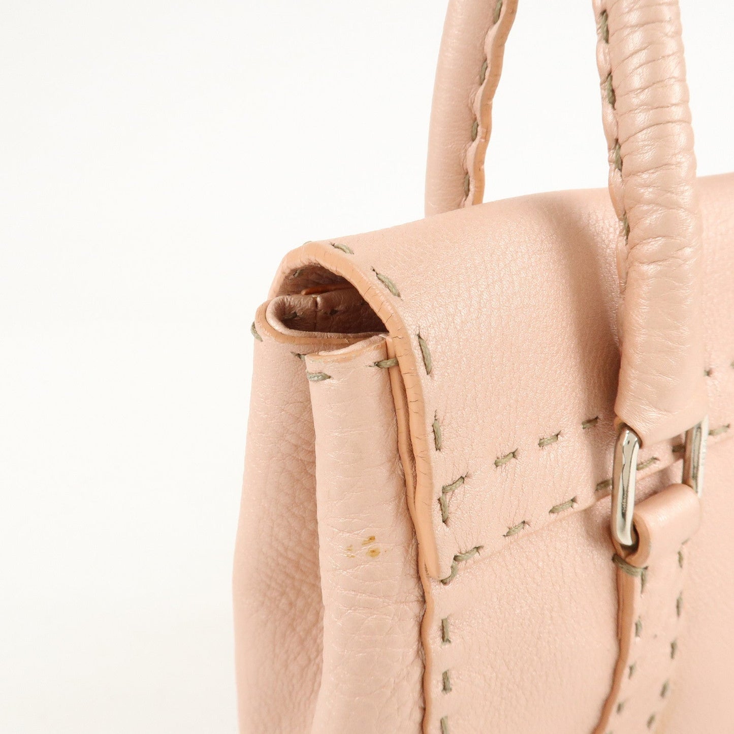 FENDI Selleria Leather Mini Linda Hand Bag Pink 8BR486