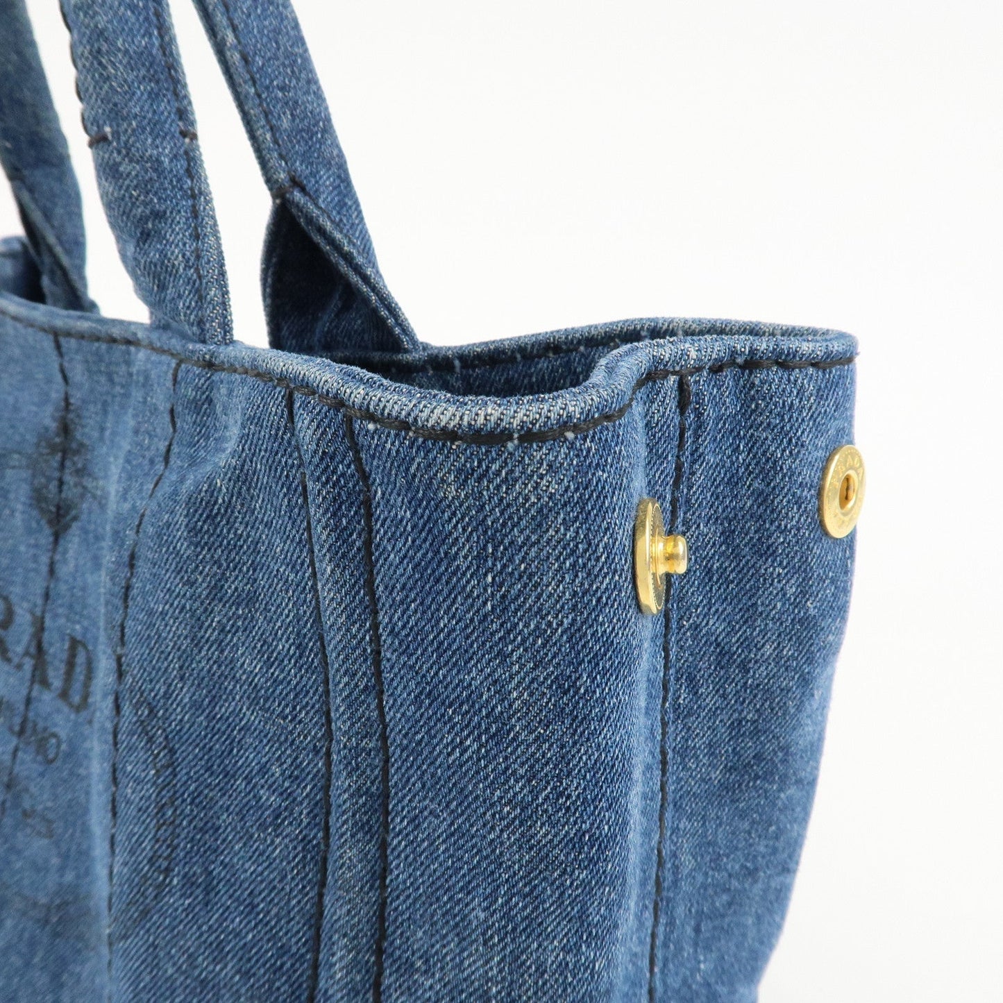 PRADA Canapa Mini Denim Leather 2Way Bag Tote Bag Blue 1BG439