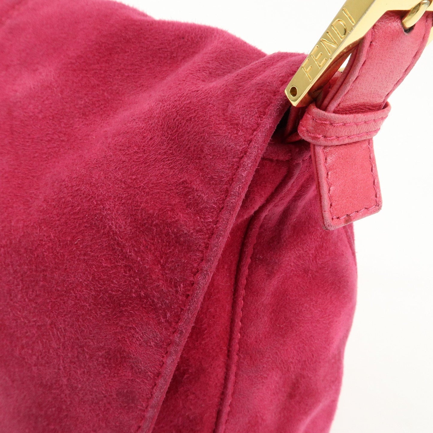 FENDI Mamma Baguette Suede Leather Shoulder Bag 26325