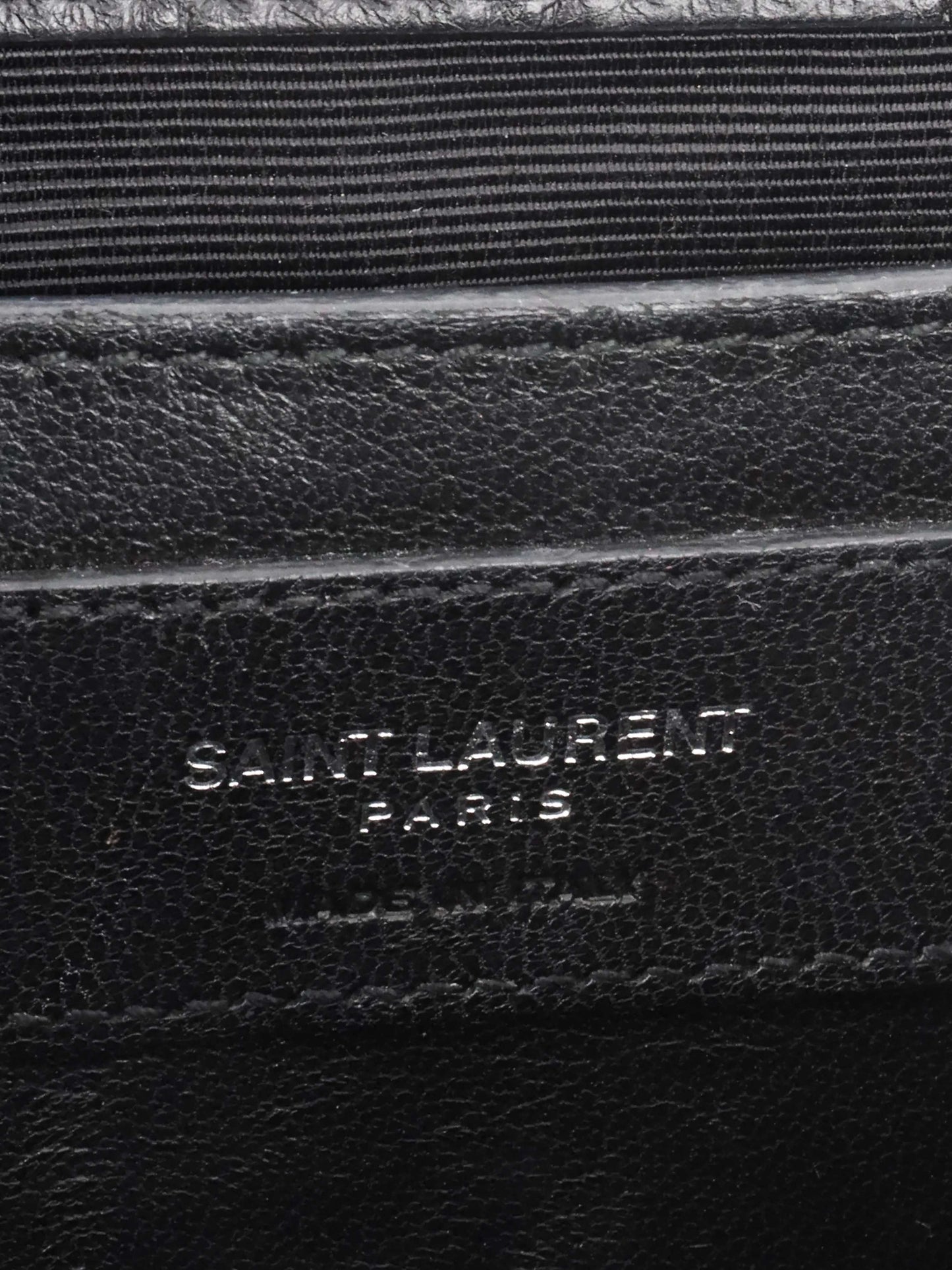 Saint Laurent Black Crocodile Embossed Chain Top Handle Kate Bag.