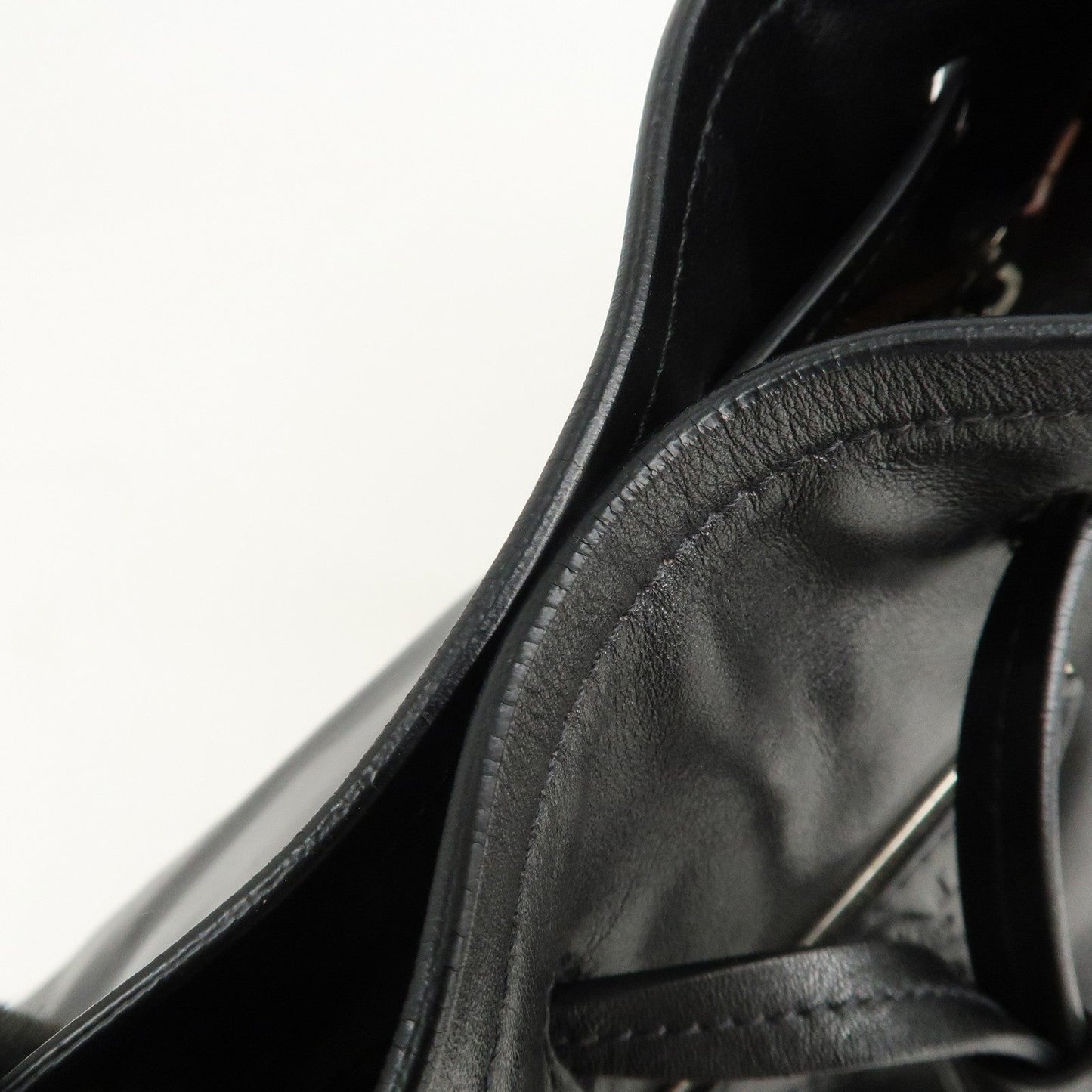 PRADA Leather Tote Bag Shoulder Bag Black BR3616