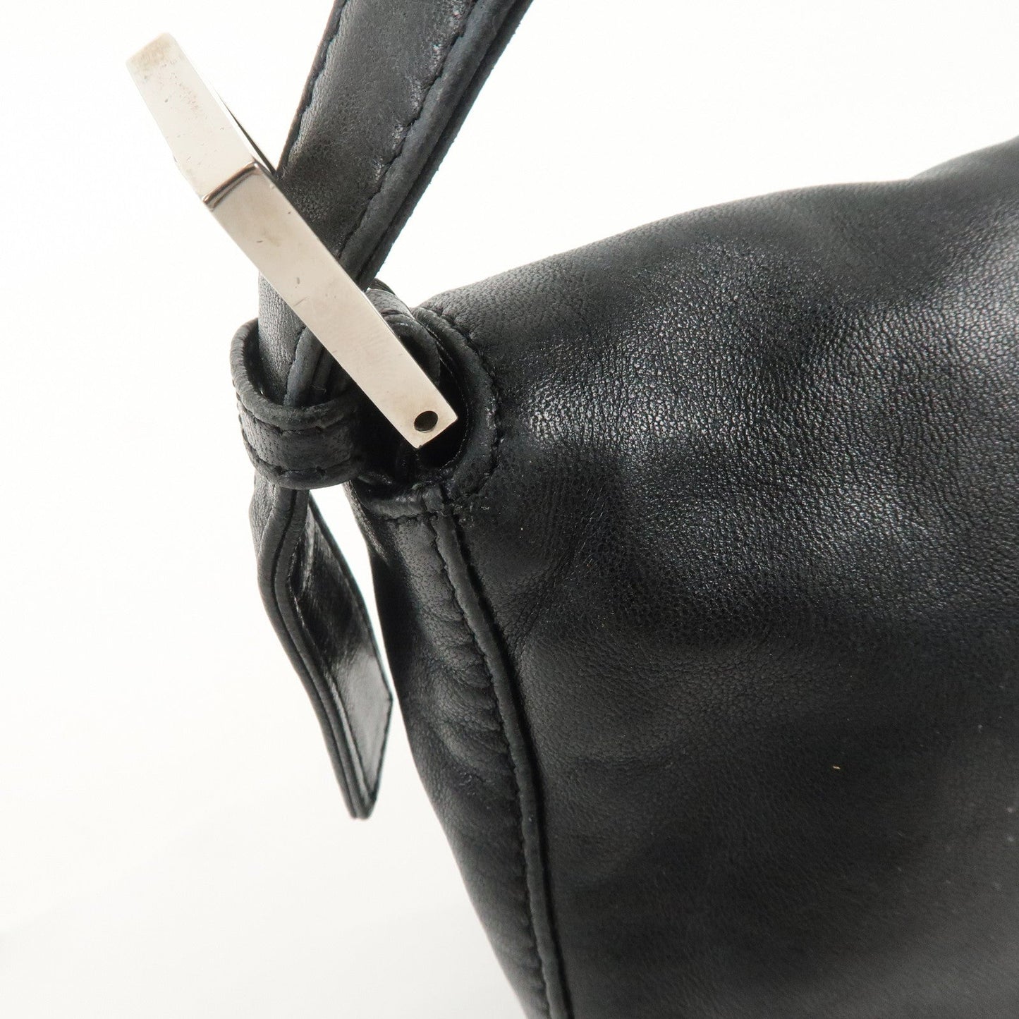 FENDI  Mamma Baguette Leather Shoulder Bag Hand Bag Black 26424