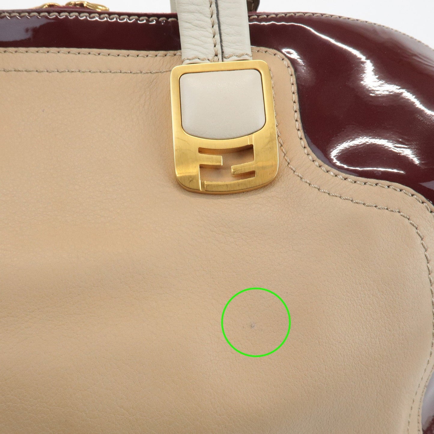 FENDI Chameleon Leather 2WAY Bag Hand Bag Beige Bordeaux 8BL114