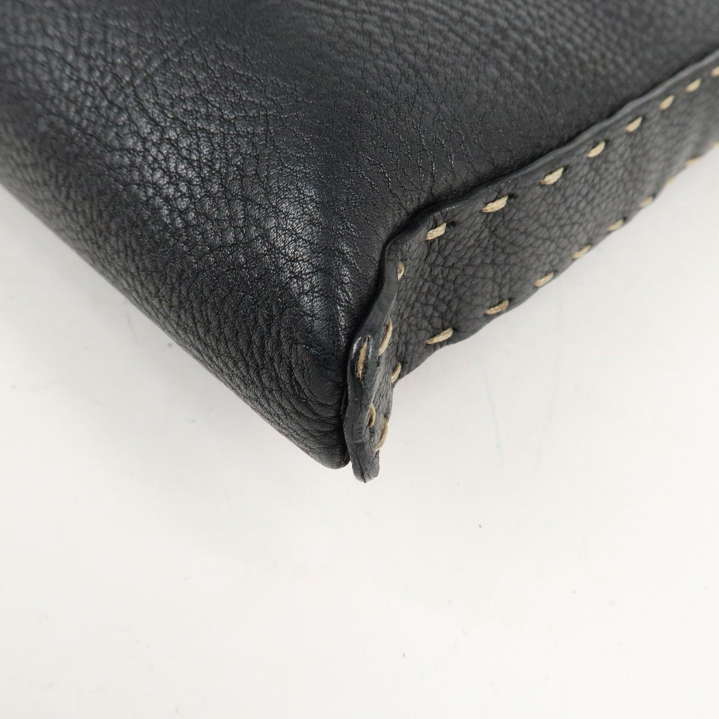 FENDI Selleria Leather Shoulder Bag Crossbody Bag Black 8BT092
