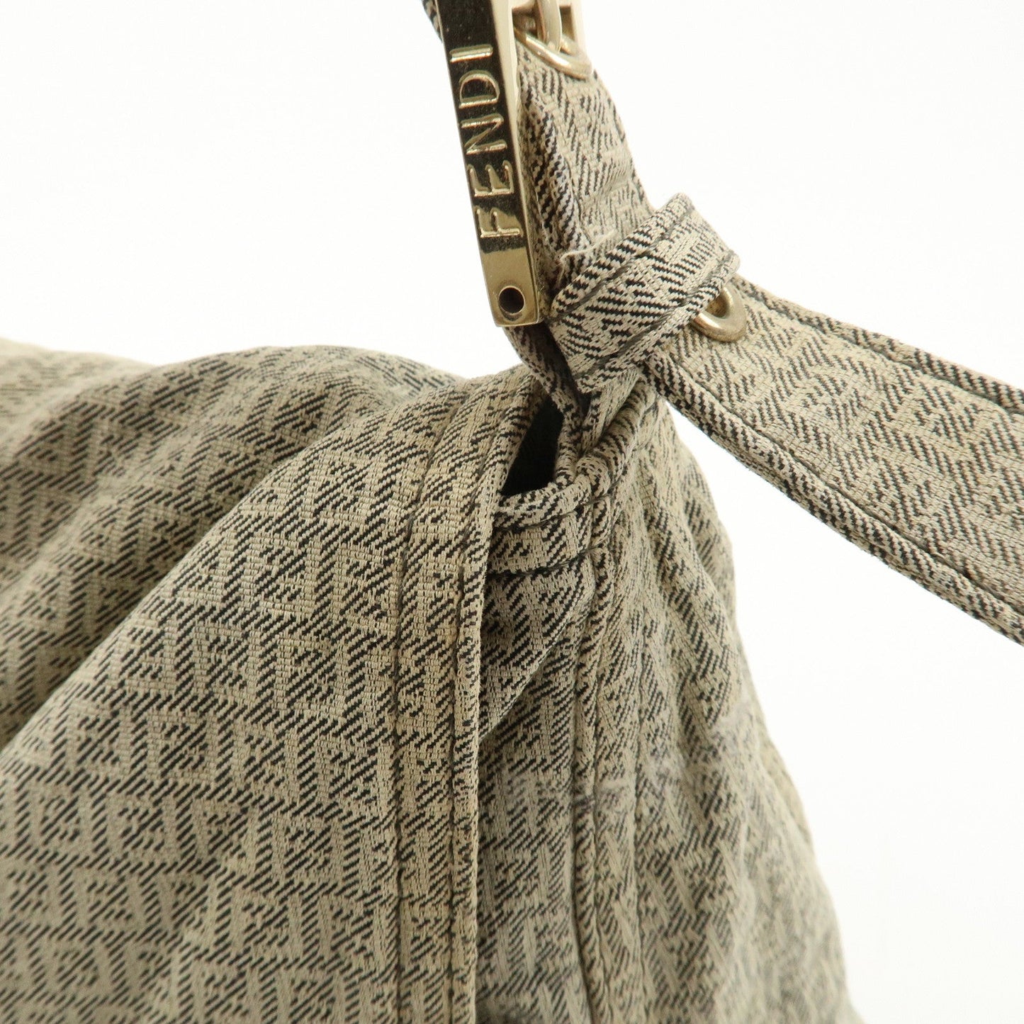 FENDI Mamma Baguette Micro FF Canvas Shoulder Bag Gray 8BR001