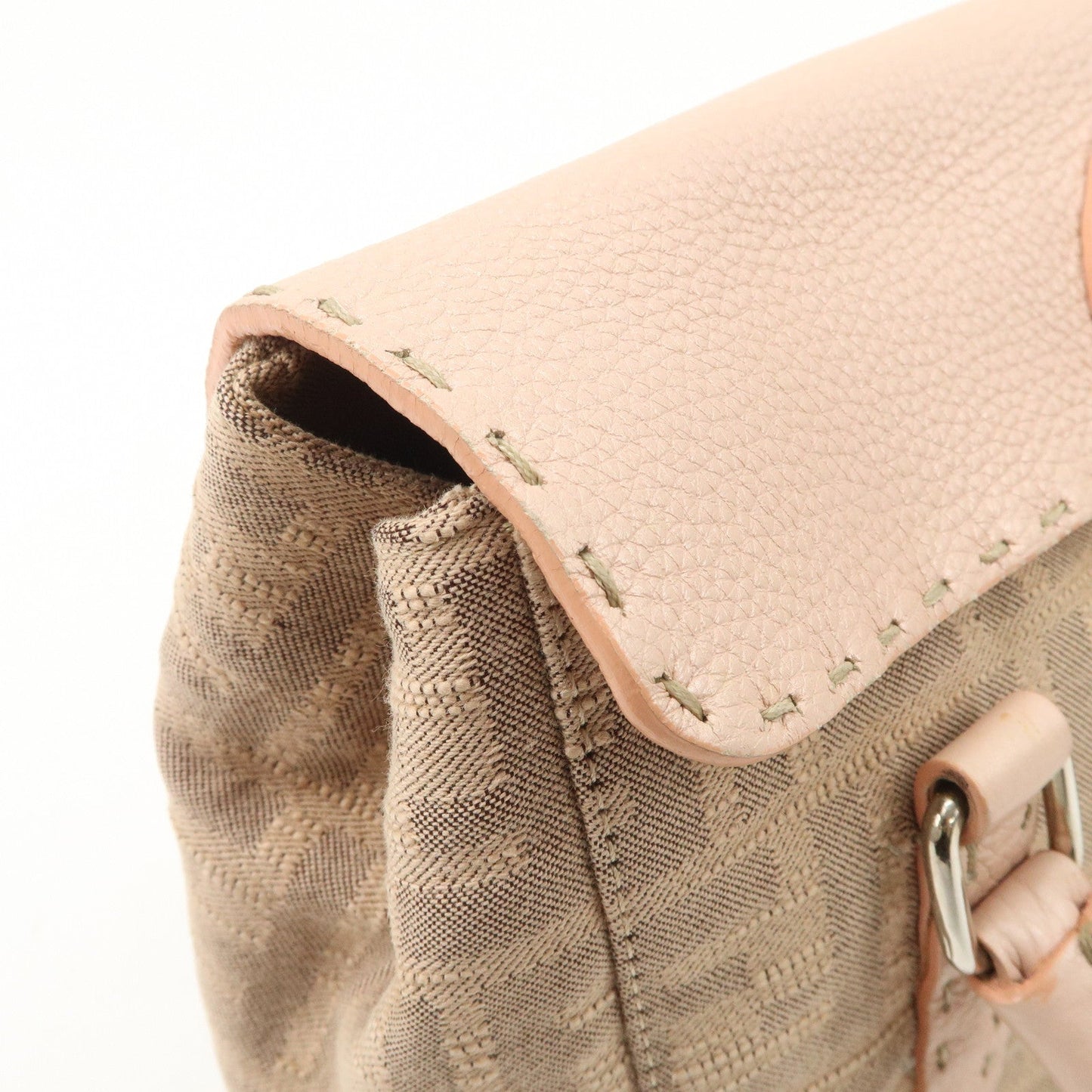 FENDI Zucca Selleria Leather Mini Linda Hand Bag Pink 8BR486