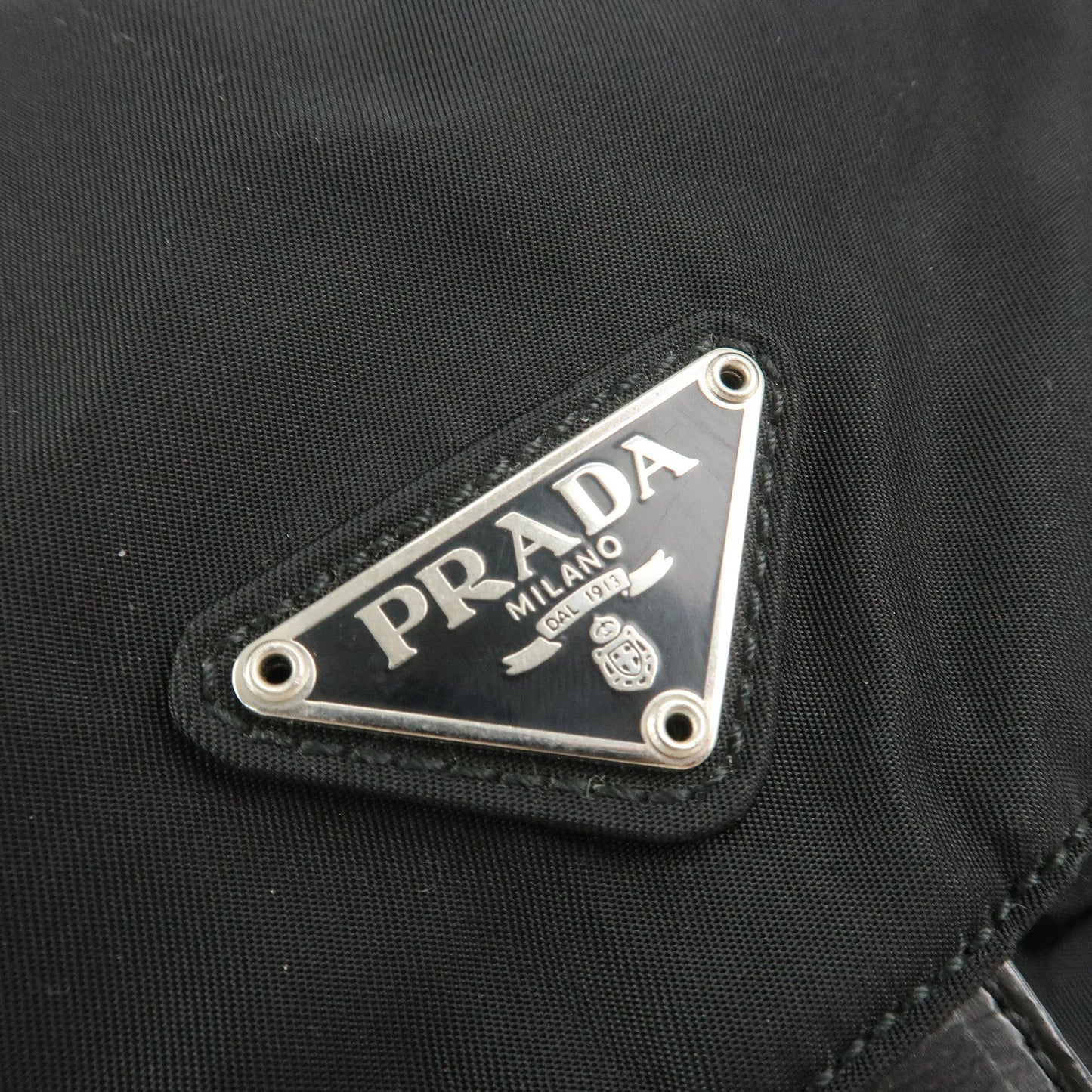 PRADA Triangle Logo Nylon Leather Back Pack Black B5885