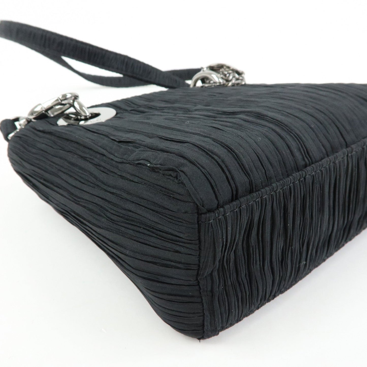Christian Dior Lady Dior Rose Motif Satin 2Way Bag Hand Bag Black
