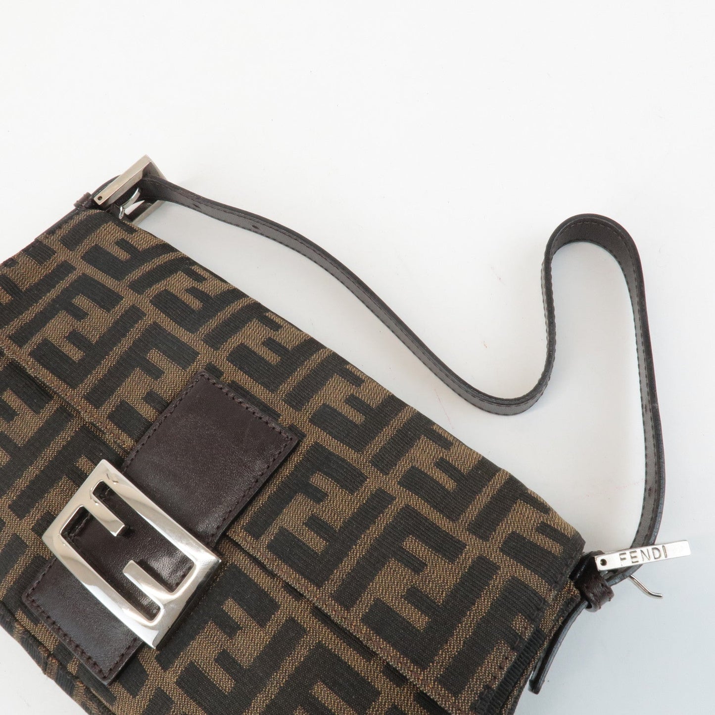 FENDI Zucca Mamma Baguette Canvas Shoulder Bag 26424 Brown Black
