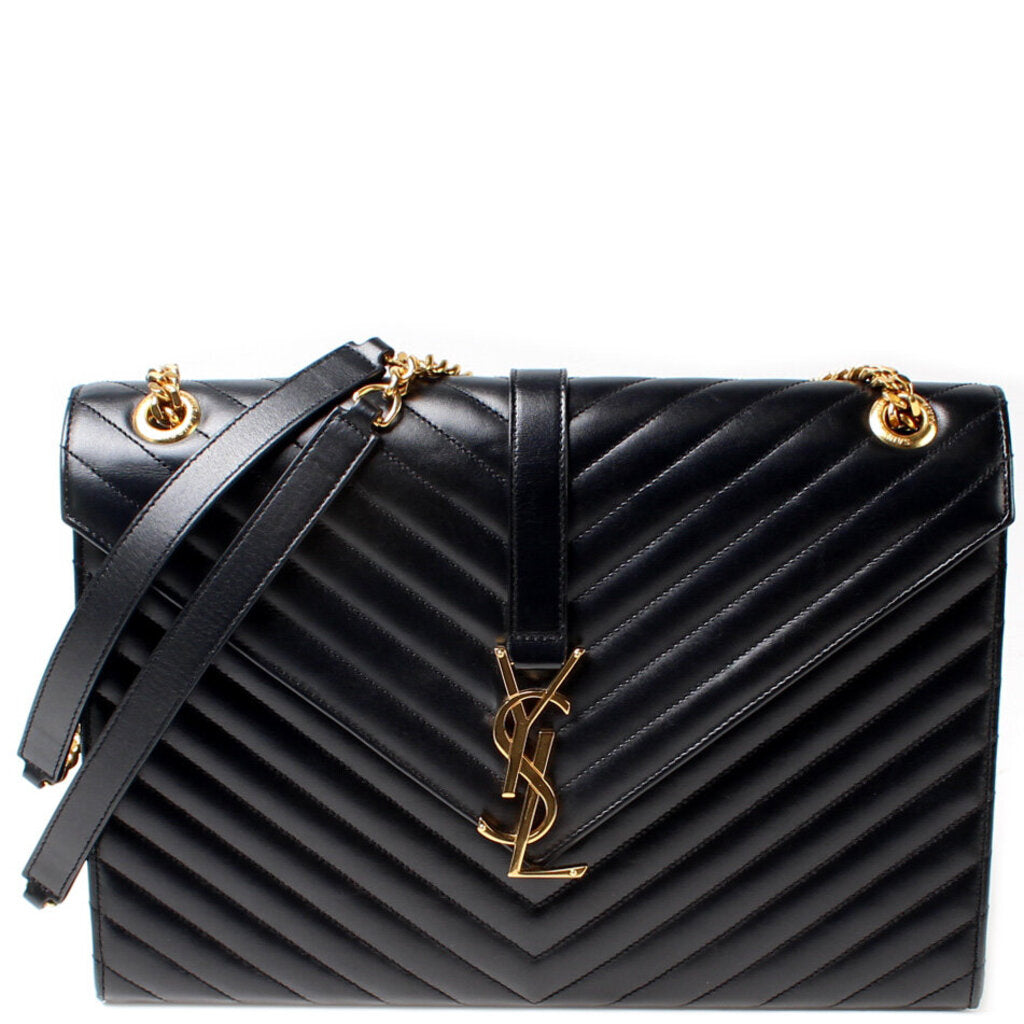 Saint Laurent Nappa Leather Large Chevron Envelope Shoulder Bag