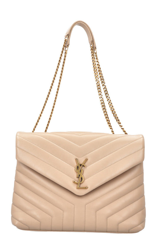 SAINT LAURENT LouLou Bag Medium Leather Beige
