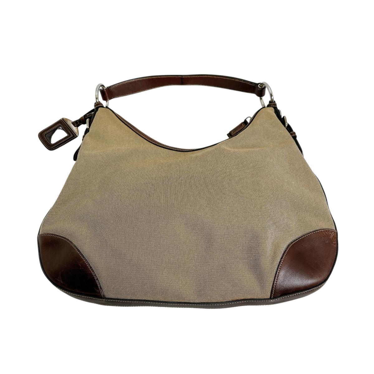 PRADA Handbag BR3423 Canvas, Leather beige one belt Logo jacquard Women